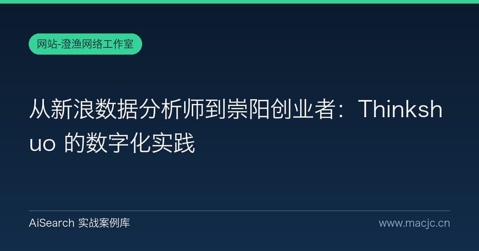 从新浪数据分析师到崇阳创业者：Thinkshuo 的数字化实践